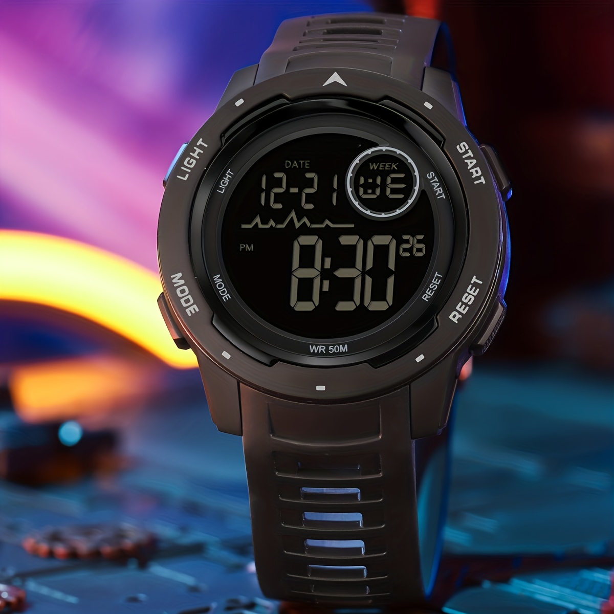 Reloj deportivo digital para hombre, de cara grande, impermeable, con  cronómetro, alarma LED, Digital