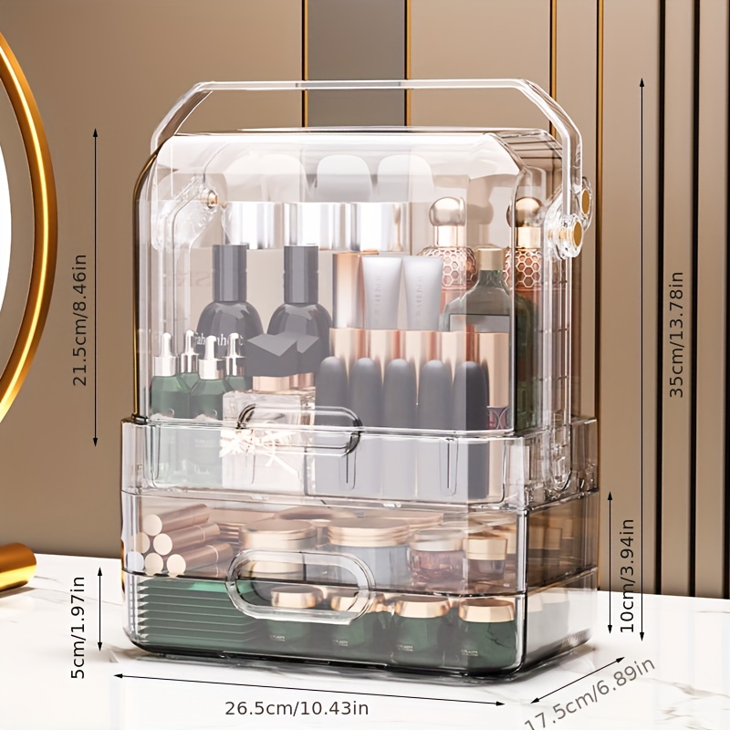 Makeup Storage Box Countertop Portable Vanity Cosmetics Organizer