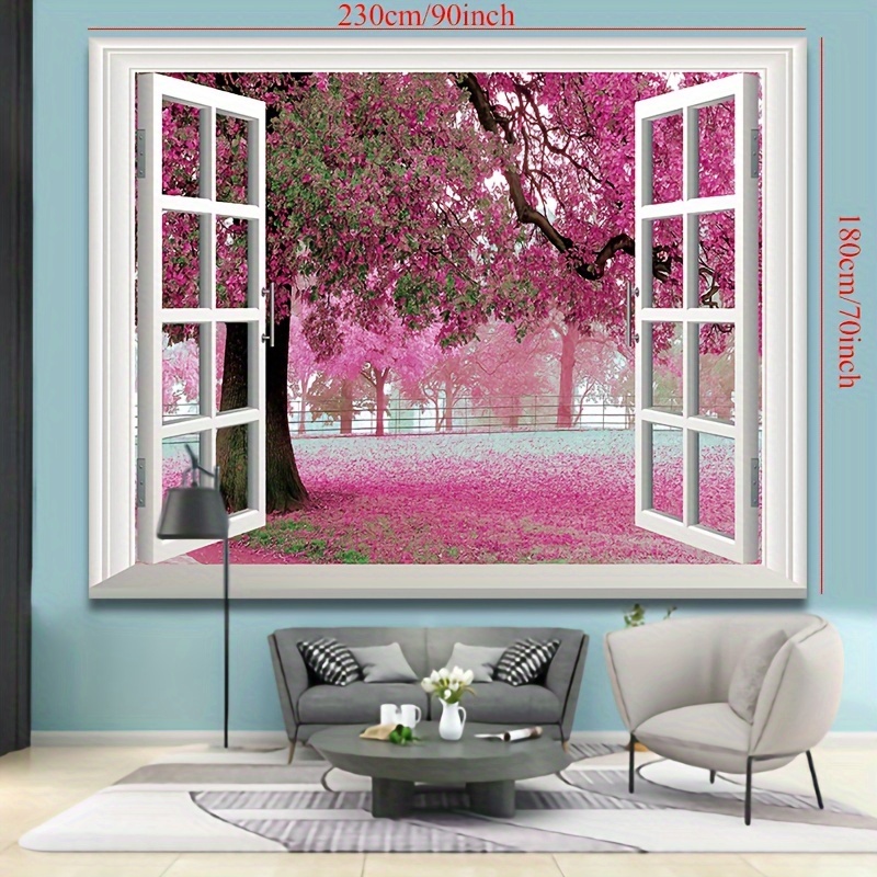 1pc Cute Fashion Landscape Scenic Windows Tree Tapestry For Living Room  Bedroom Home House Decor Aesthetic Decor Wall Hanging Wall Art Tapestry  Home D