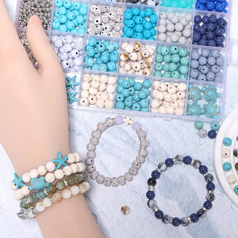 Natural Turquoise Diy Beads For Bracelet Making Kit Gemstone - Temu