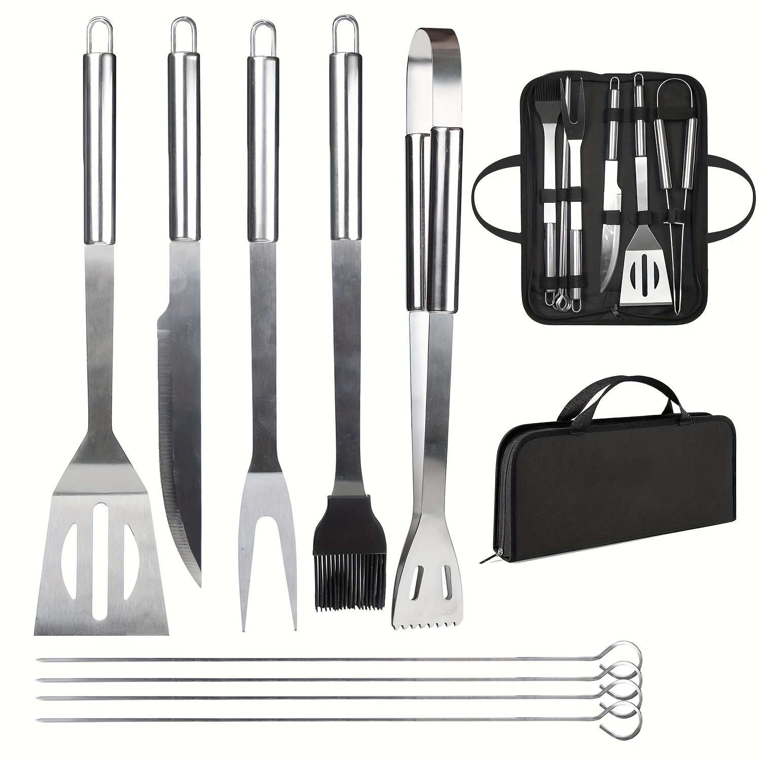 grilljoy 30PCS BBQ Grill Tools Set with Meat Claws - Extra Thick Steel  Spatula, Fork& Tongs - Complete Grilling Accessories in Portable Bag -  Perfect