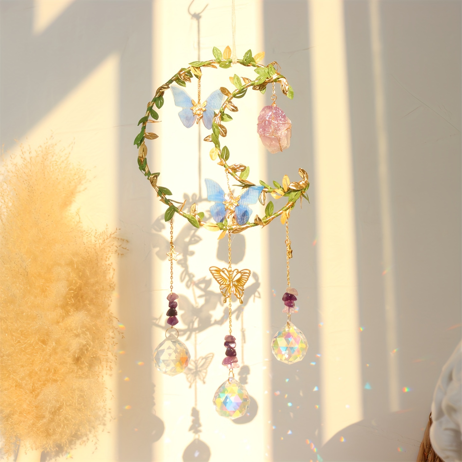  Suncatcher - Amethyst Moon Crystal Sun Catcher Window Hanging,  Good Luck Charms Gifts for Women Chrismas Thanksgiving Birthday Crystal :  Patio, Lawn & Garden