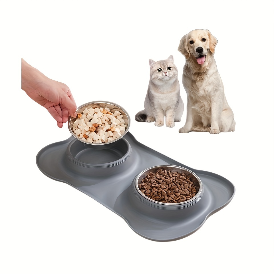 Silicone Dog Cat Bowl Mat with High Lips Non-Stick Waterproof Food Feeding  Pad Puppy Feeder Tray Water Cushion Placemat