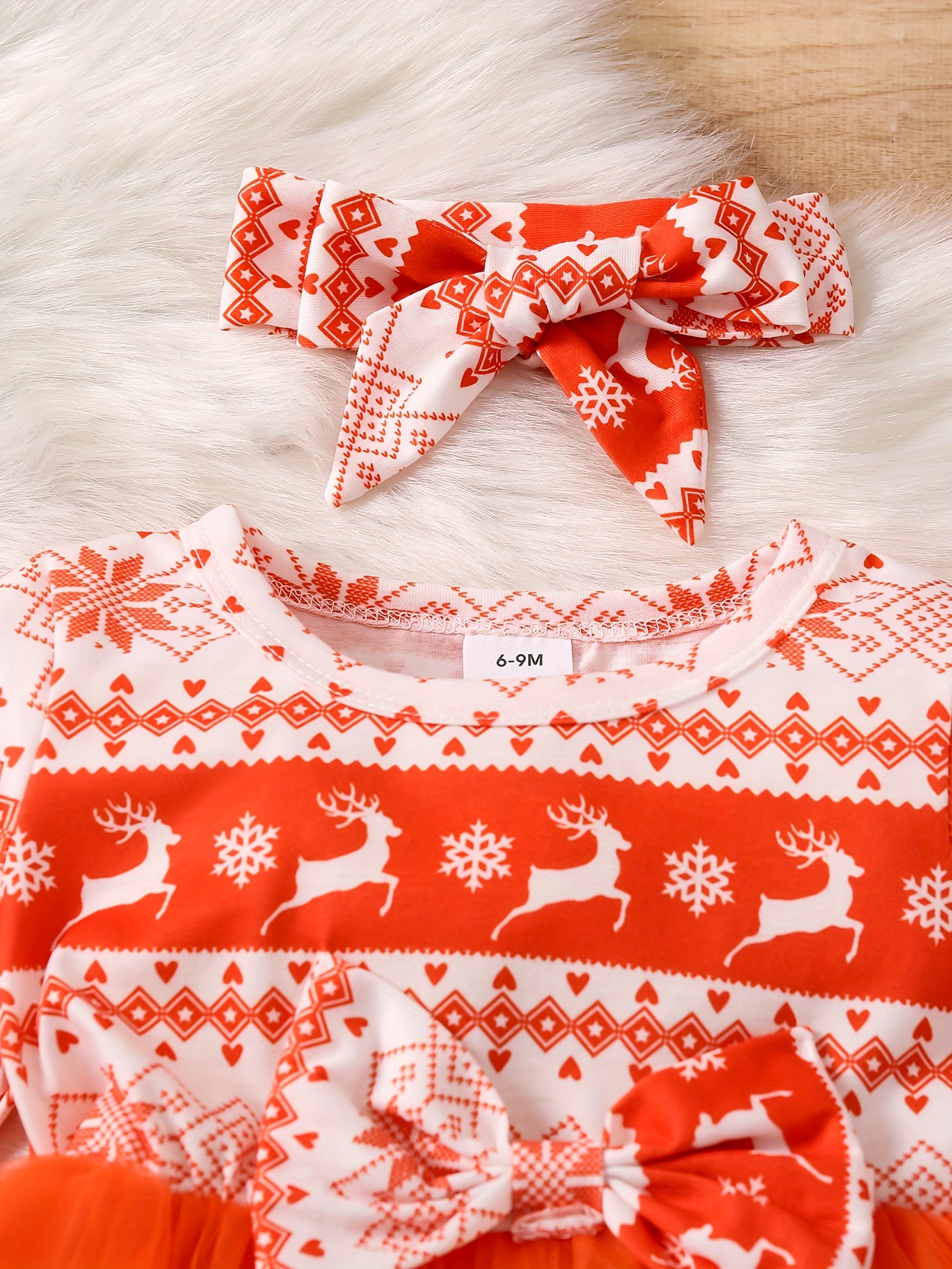 Little girl Christmas dress - Baby girl Christmas set with headband