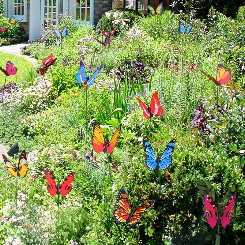 GadgetVLot Giant Butterfly Garden Stakes Decorations Outdoor 3D Butterflies  Lawn Decorative Yard Decor 