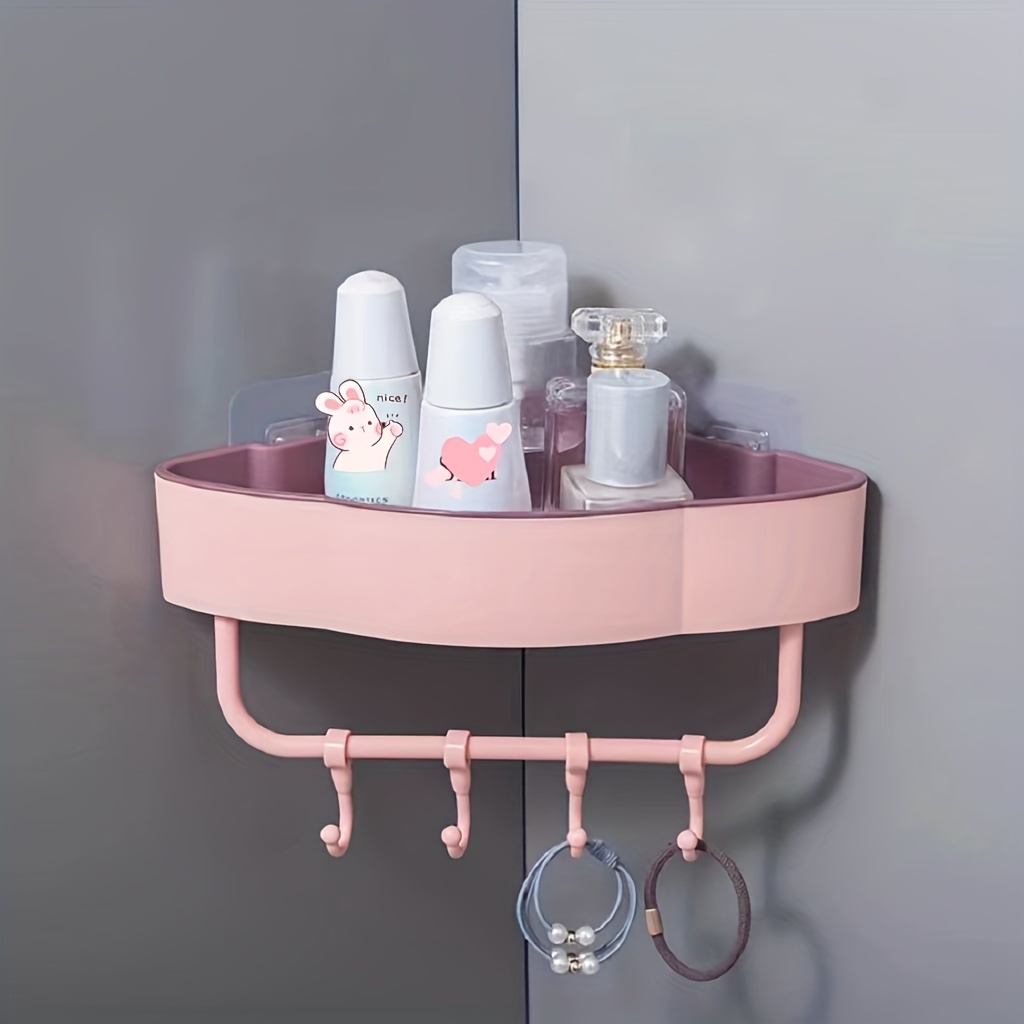 1pc PP Storage Rack, Minimalist Pink Bathroom Storage Rack For