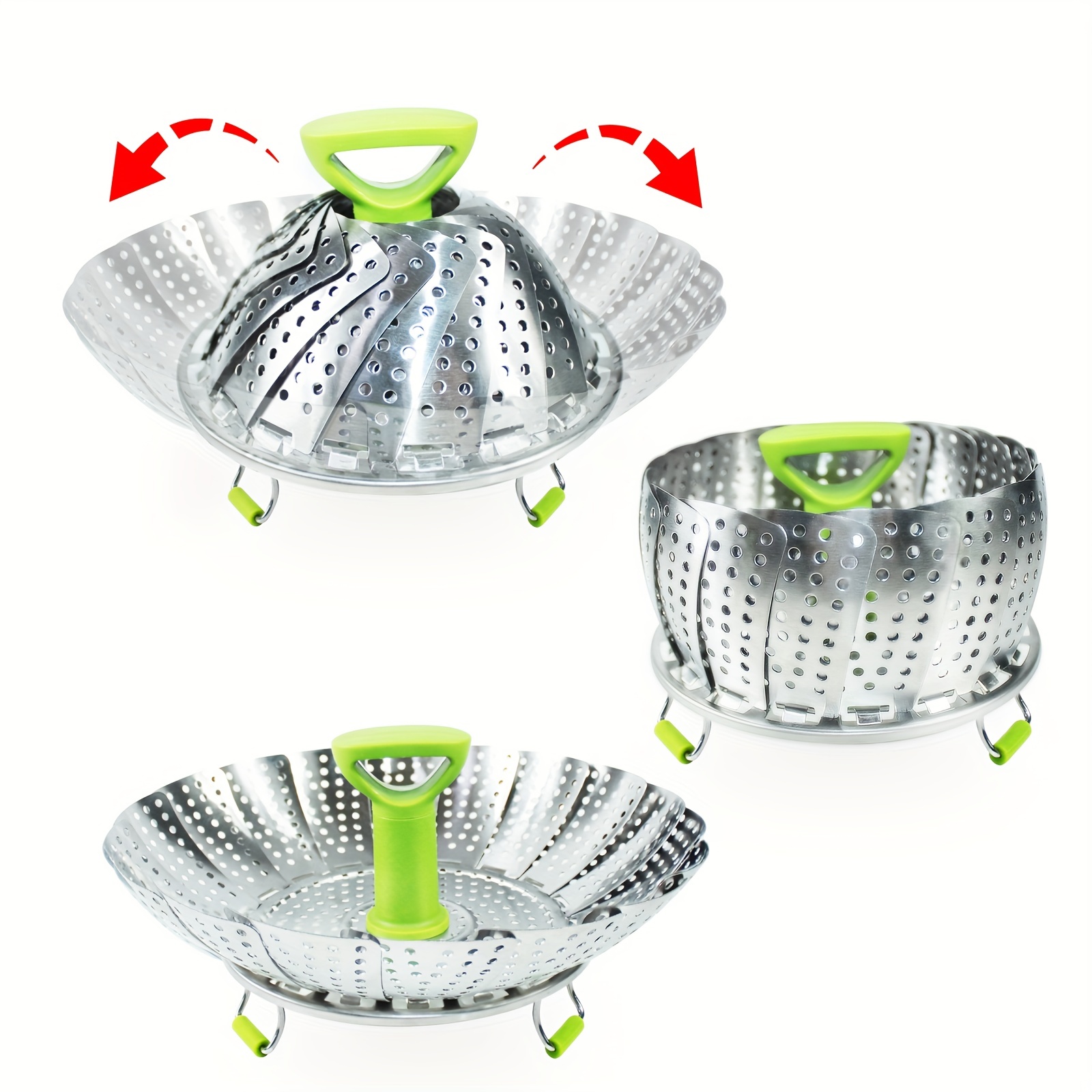 Vegetable Steamer Basket Stainless Steel Steamer Basket Folding Steamer  Insert for Veggie Fish Seafood Cooking Expandable to Fit Various Size Pot  5.1
