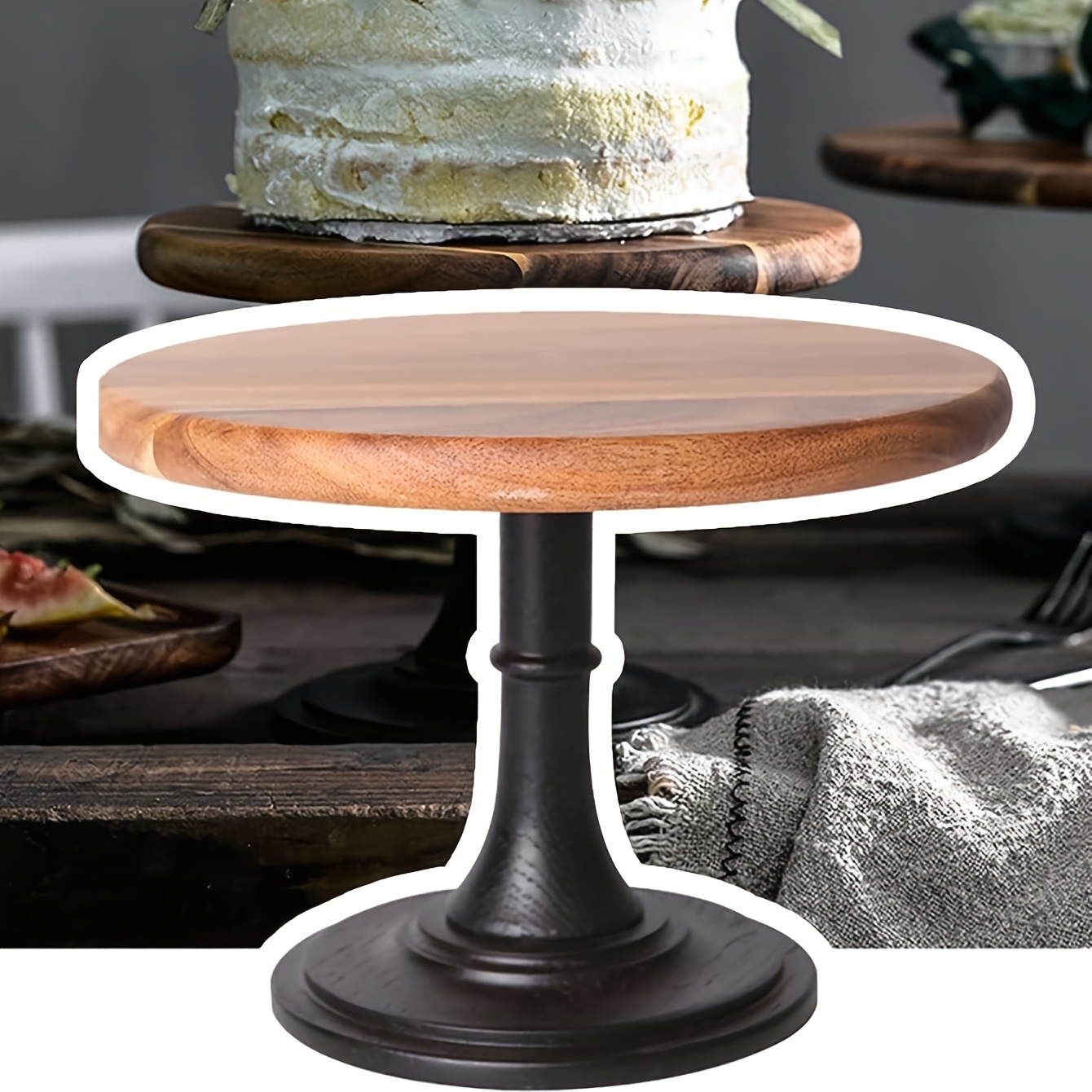 Wooden High Base Cake Stand Dessert Tray Fruit Dish Wedding - Temu