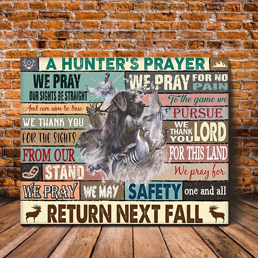 1pc Hunter's Prayer For Hunting Return Fall Canvas Decor Wall Art For  Bedroom Living Room Home Walls Decoration With Framed Ready To Hang  11.8inx15.7I