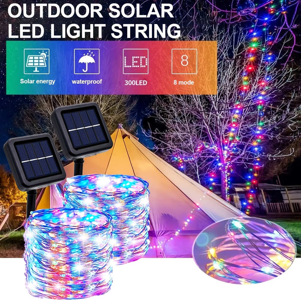 2 Modes 20 LED Camping Light, IP65 Étanche Guirlande Lumineuse Solaire  Automatique Guirlande de Lampe Extérieure pour Patio Jardin 16.4ft.(bleu)