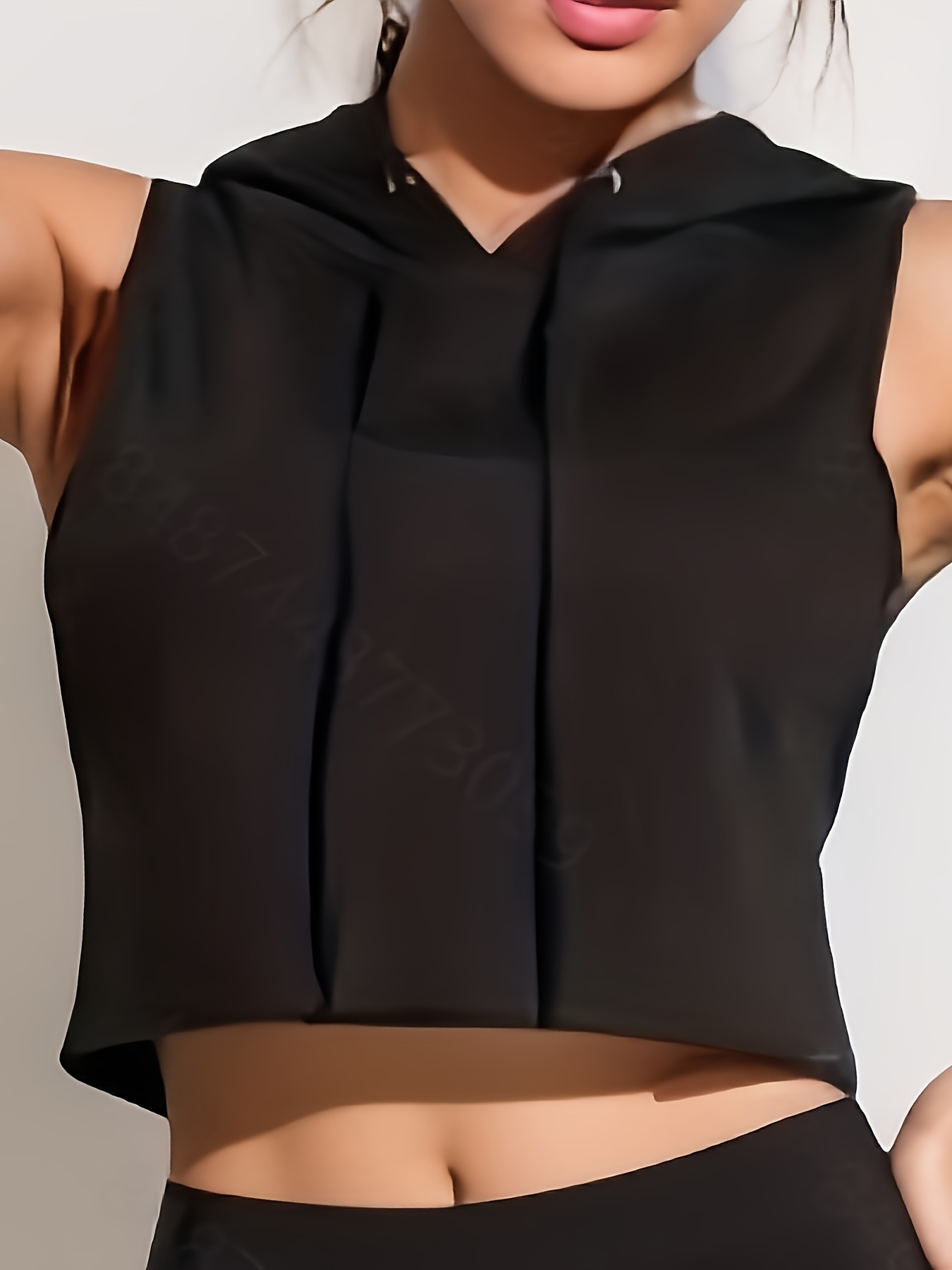 WOMEN'S TRACK CROPPED TOP, Performance Black, Sleeveless Shirts