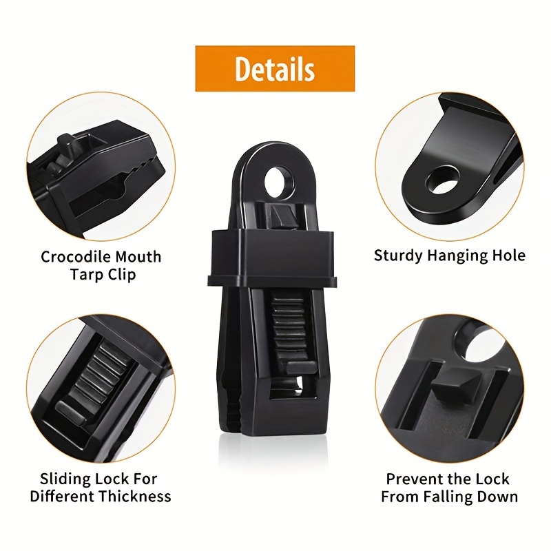 20pcs Crocodile Mouth Multipurpose Camping Clamp Tighten Lock Grip Snap