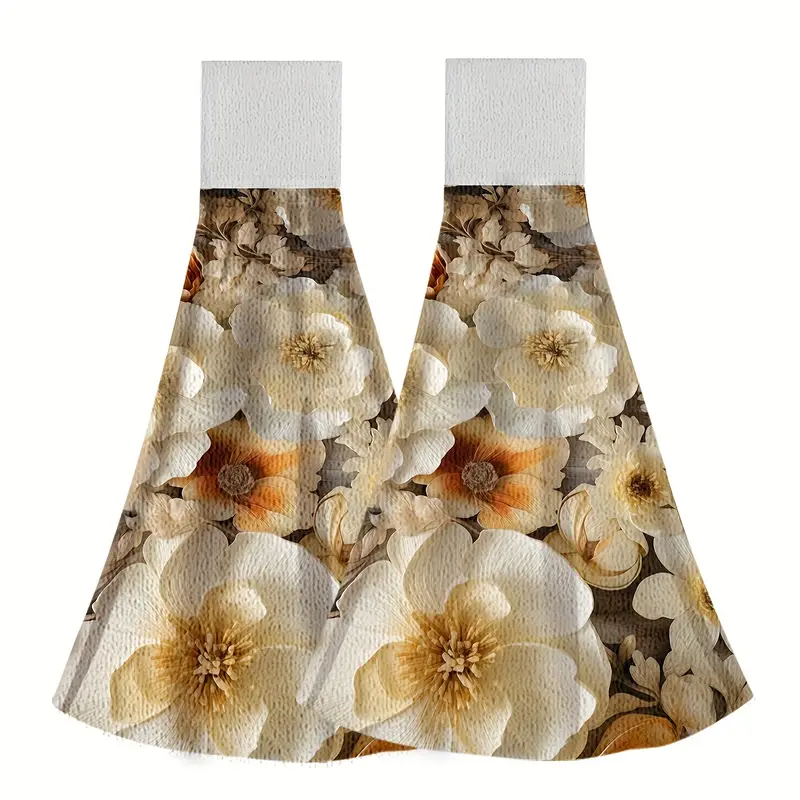 Flower Pattern Fingertip Towels, Hanging Towel For Wiping Hands
