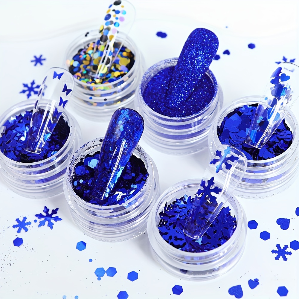 Christmas Nail Glitter Set,Snowflake Nail Glitter Sequins,Fine Nail Glitter  Powder For Makeup Nail Art Decoration,Perfect For Christmas Stocking Stuff