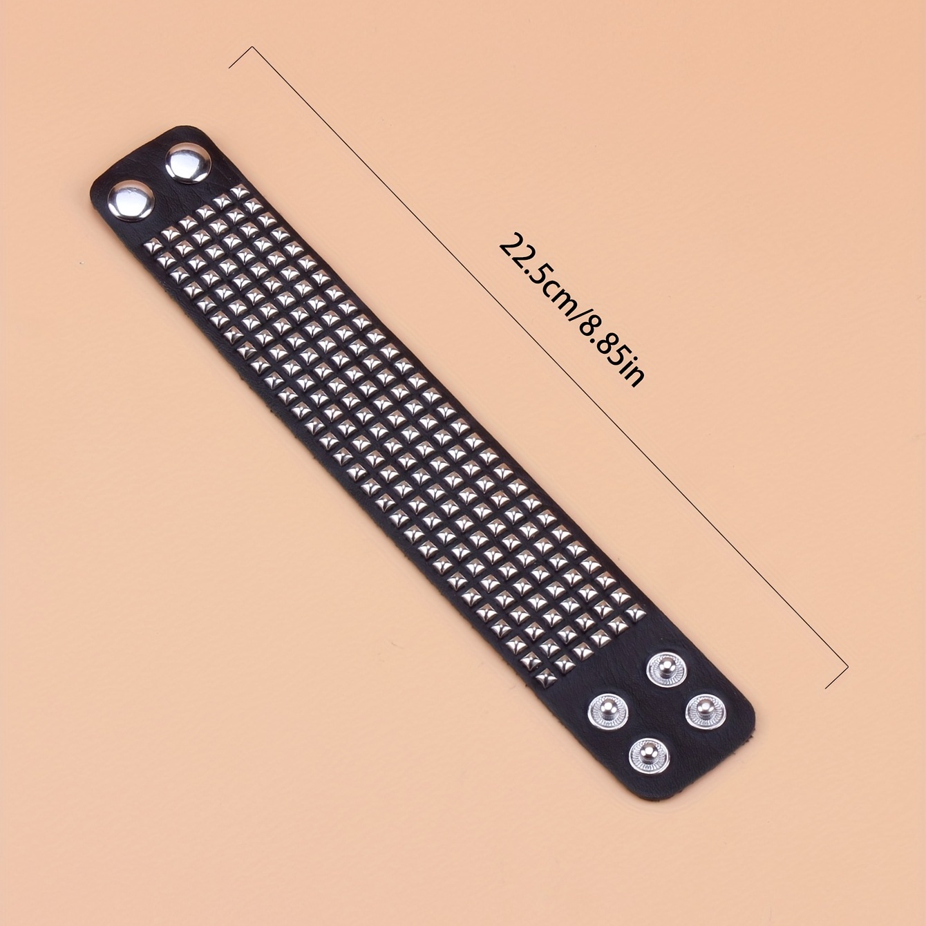 Fashionable Row Small Square PU Leather Bracelet