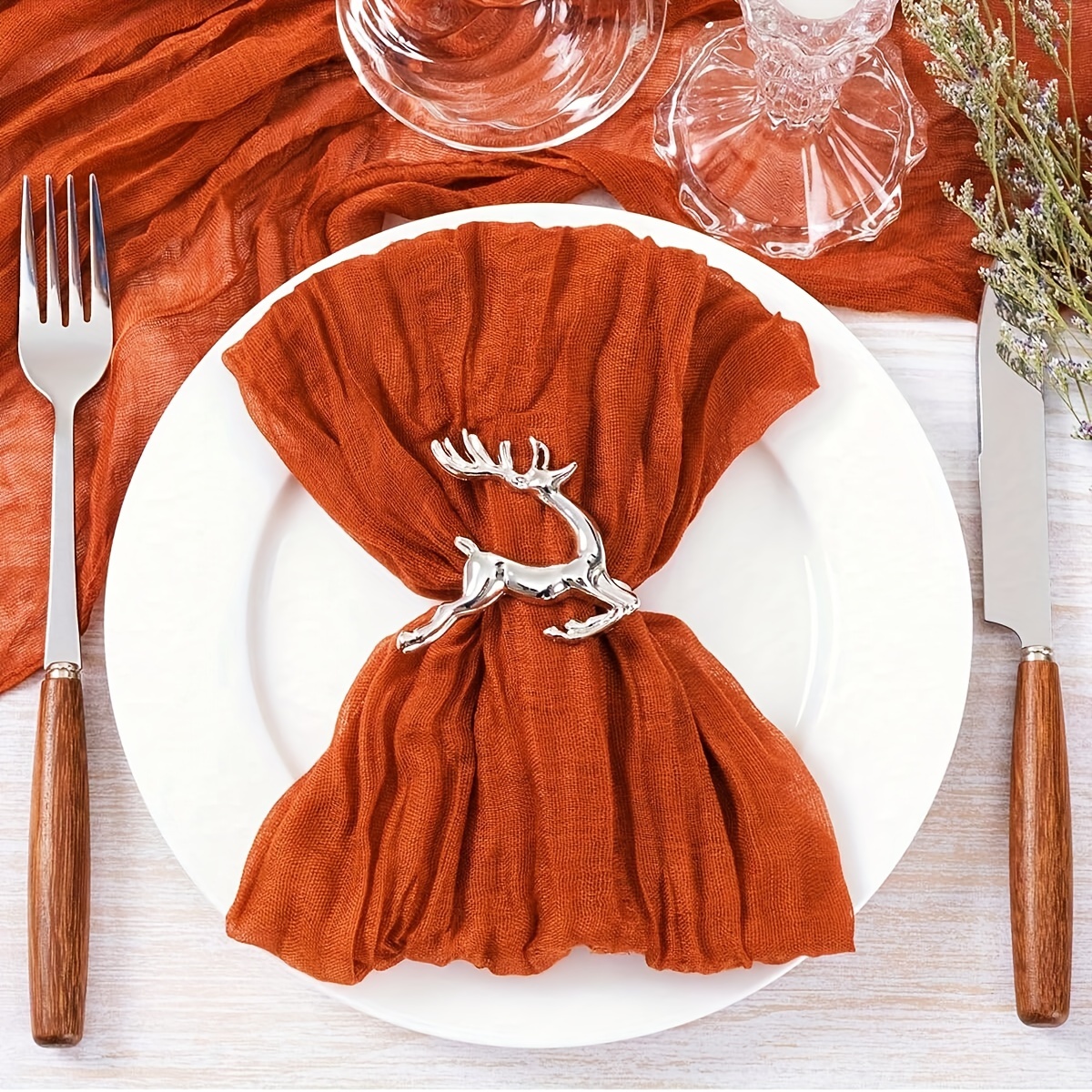 6pcs, Polyester Napkin, Solid Color Napkin Cloth, Natural Soft Cozy Washed  Crepe Cotton Dinner Napkins, For Western Restaurant And Hotel, Room Decor