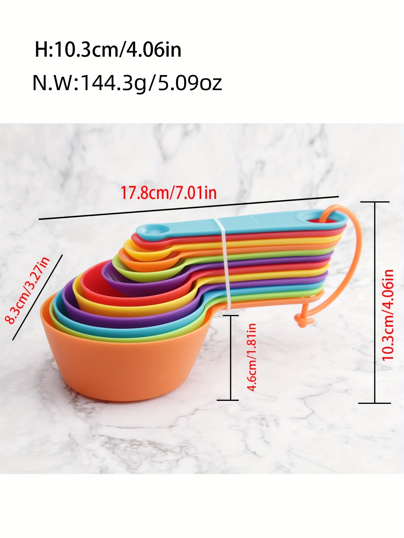 Measuring Cups and Spoons Set, Plastic Measuring Cup Set, Color Measuring  Spoons and Cups Plastic, Cute Measuring Cups and Spoons, Rainbow Plastic