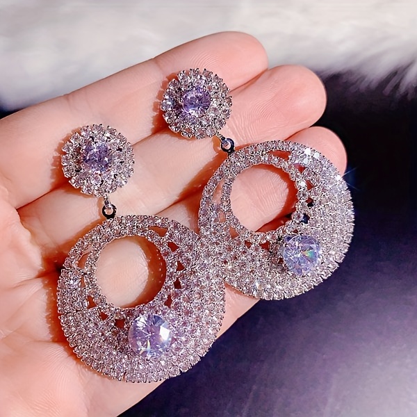10 pairs lot shiny zircon decor dangle earrings simple luxury style zinc alloy jewelry gift for friends details 22