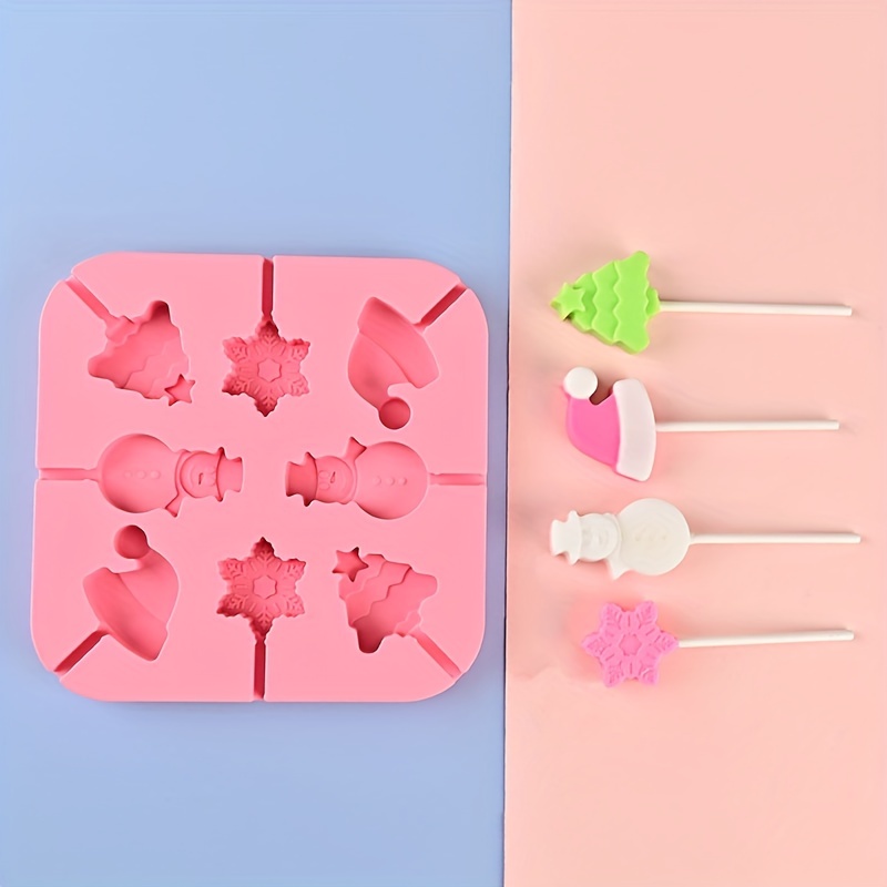 Christmas Lollipop Candy Mold And Sticks 8 Cavities Silicone - Temu