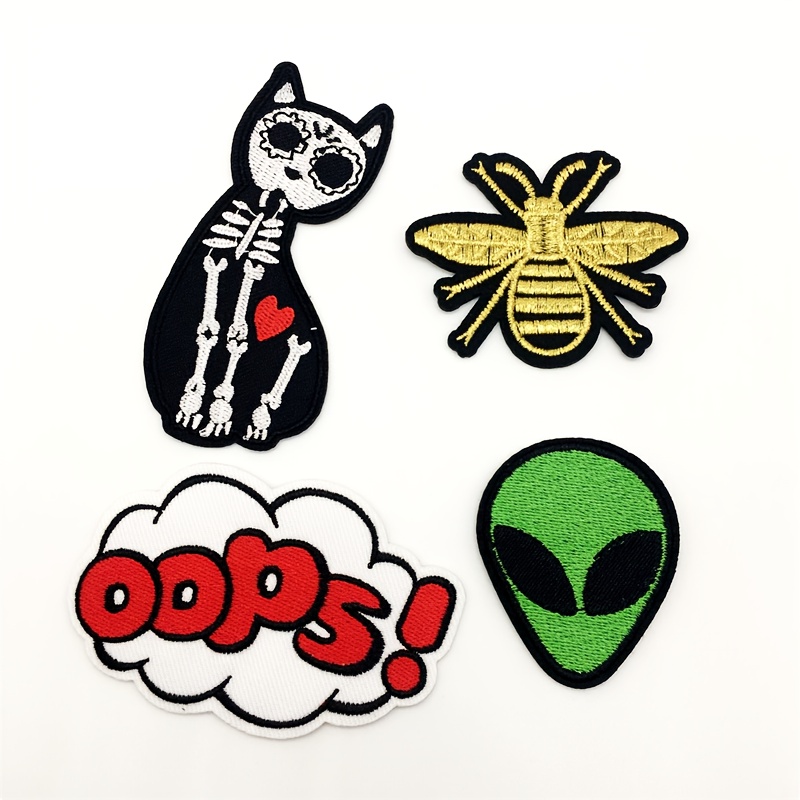 4pcs Embroidered Patches For Clothing Funny Cartoons Iron-on Transfers For  Clothing Iron On Patches Stickers Ironing Applications