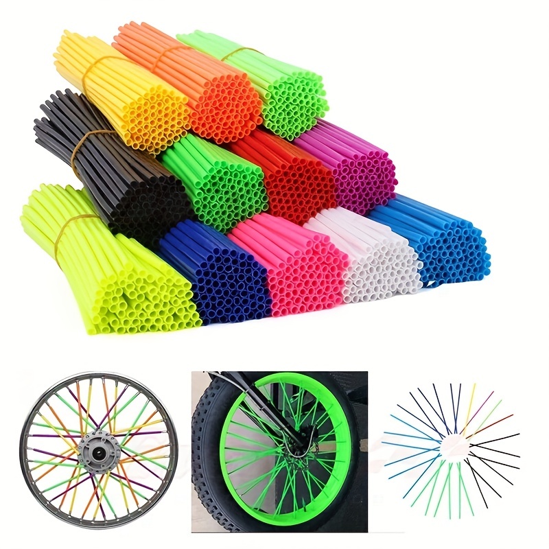 

72pcs Bike Wheel Spoke Wraps, Motorcycle Tire Spoke Wraps, Plastic Sleeves Bicycle Rim Protector For Cover & Decoration, Length: 24 Cm