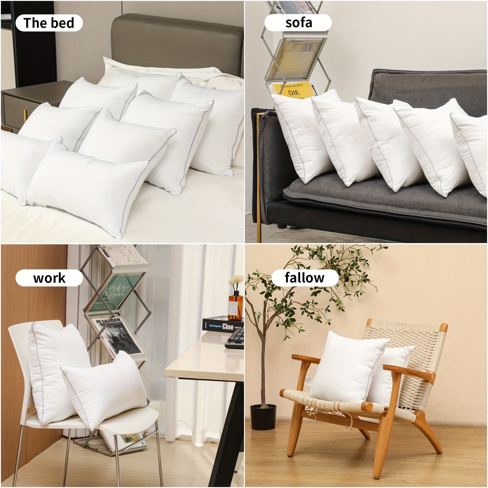 1pc White Square Pillow Core Bedding And Sofa Pillow Insert Indoor  Decorative Pillow For Sofa Couch Bed Home Decor, 18*18 Inch