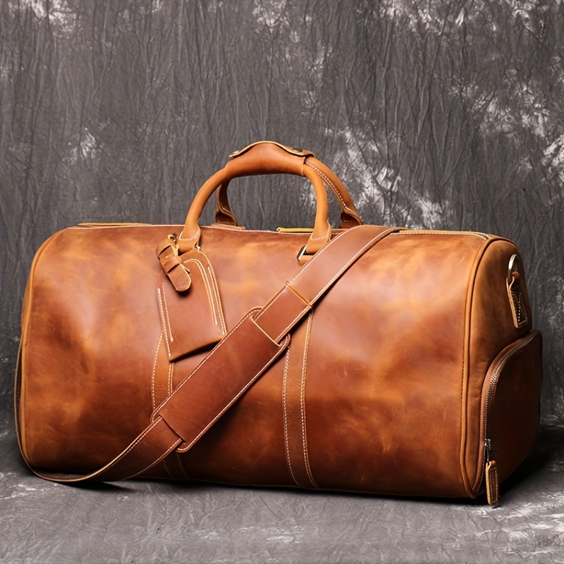 Large Vintage Handmade Leather Bag - Perfect Weekend Travel Bag – Vida Vida Leather  Bags & Accessories