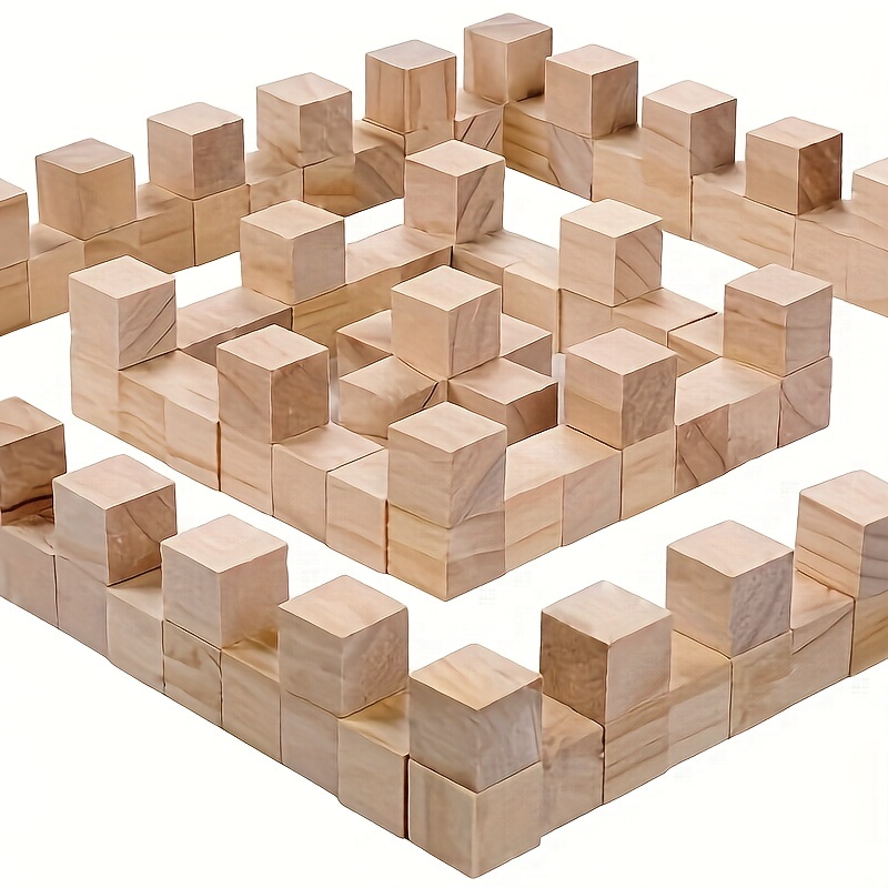 Raylinedo® Cubos de madera para manualidades sin terminar de 1.181 in,  cuadrados de madera, cubos de manualidades, dados naturales en blanco,  paquete