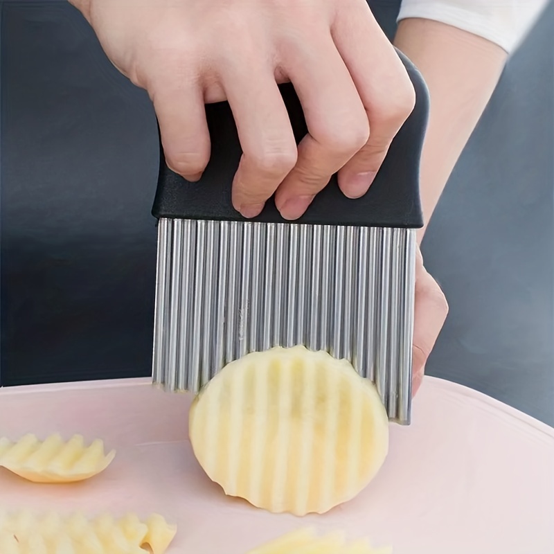 1pc, Stainless Steel Potato Chip Slicer, Potato Checkered Waffle Machine,  Stainless Steel, Potato Chip Cutter, Baking Tools, Kitchen Gadgets, Kitchen