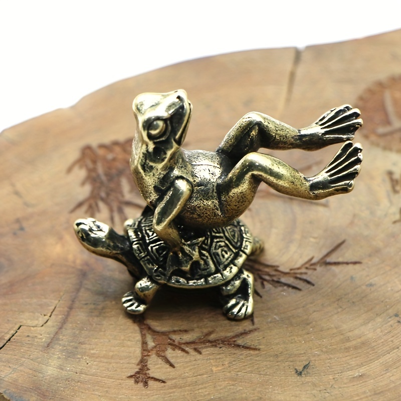 Metal Frog Sculpture Brass Statue Mini Animal Ornament Art - Temu