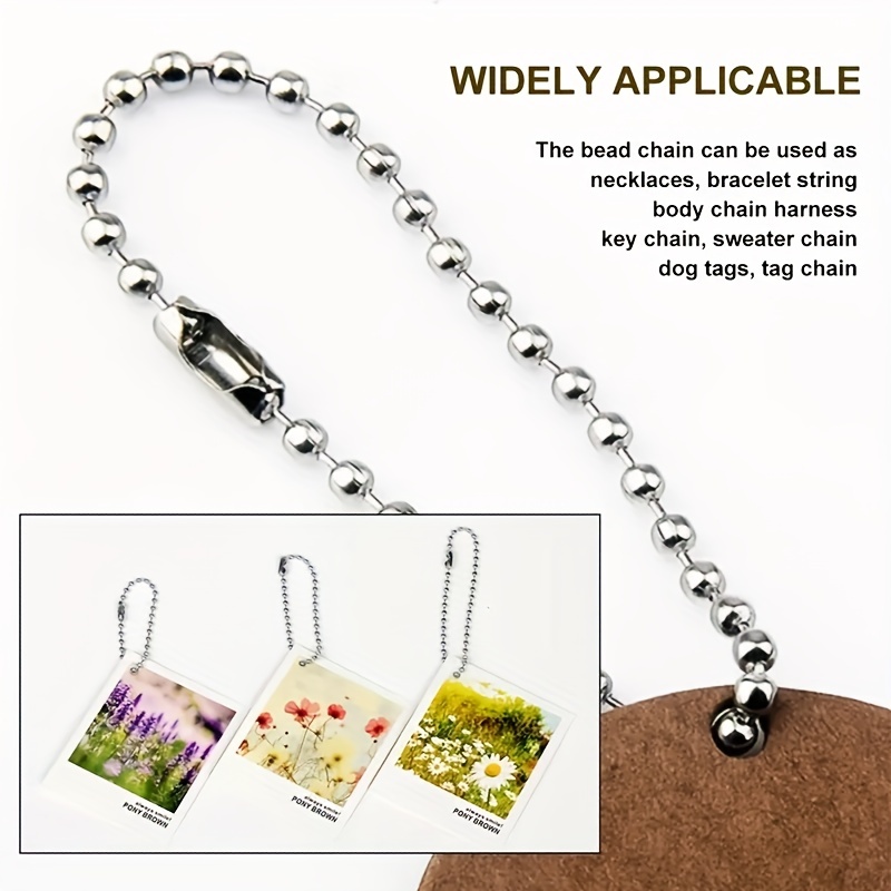 Steel Ball Chain Bead Dog Tag Chain Beaded Necklace Chains - Temu