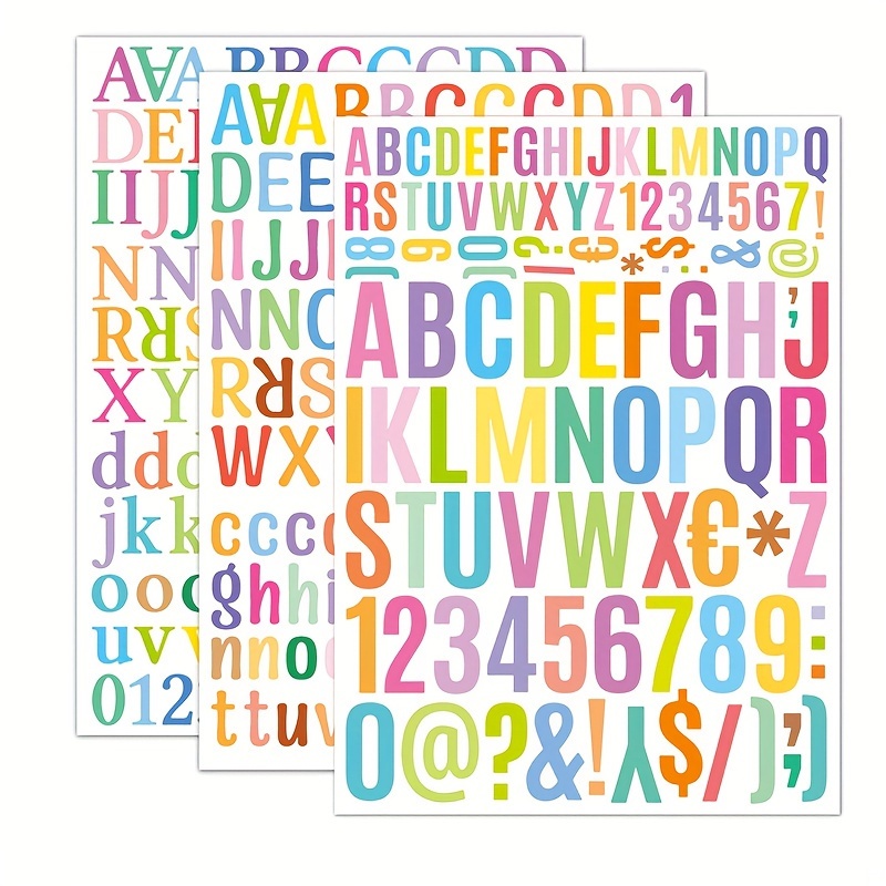 3sheets 0.5inches Multicolor Alphabet Stickers English Small Decals  Decorative DIY Material Uppercase And Lowercase English Letter Stickers