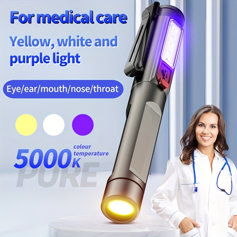 Linterna médica recargable portátil con medidor de pupila Led Luces de luz  cálida / blanca para enfermeras Doctores Regalo de estudiante de enfermería