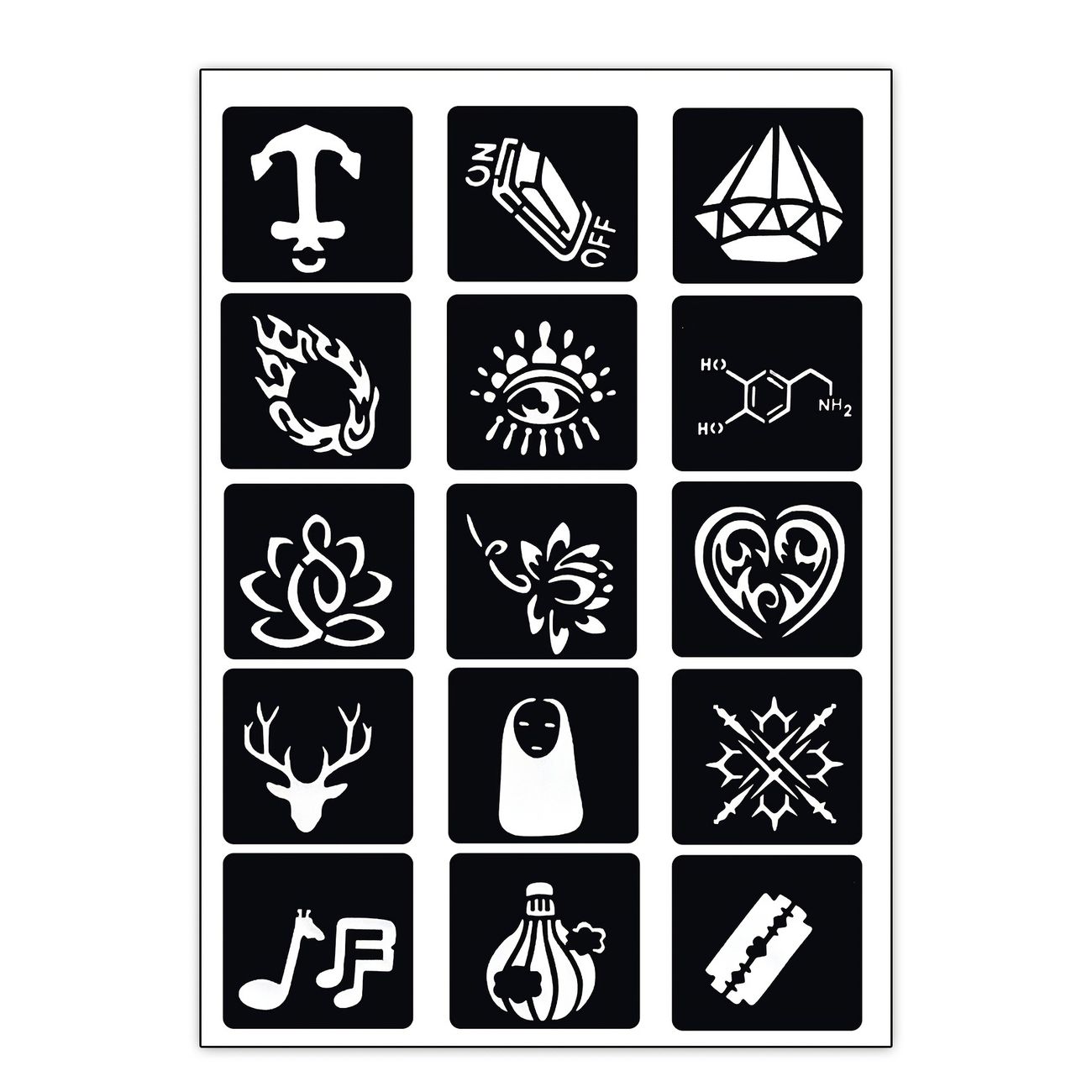 Henna Tattoos Stencil Kit Reusable Temporary Tattoo Stencil Airbrush Tattoos  Switch Chemical Formula Cartoon Diamond Pattern Cool Tattoos Stickers |  Shop Now For Limited-time Deals | Temu