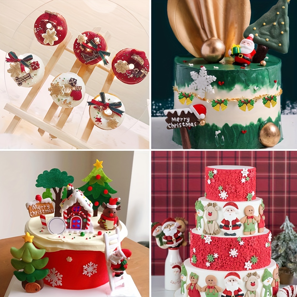Creative Christmas Cake Mold Fondant DIY Snowflake Snowman Sock Cake  Silicone Mold Sugar Craft Baking Tools Kitchen Decorations