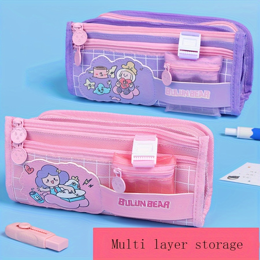 Japanese Pencil Case Transparent Large-capacity Student Cute Girl Creative  Simple Stationery Bag - AliExpress