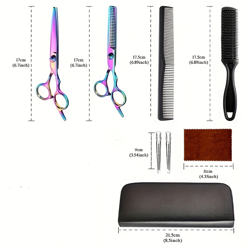 8pcs Hair Scissor Cutting Thinning Set with Styling Accessories