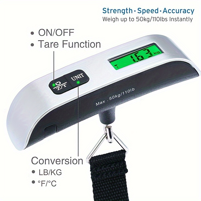 Portable Handheld Electronic Luggage Scale Digital LCD Backlight 110lb/50kg High Pressur Hanging Electronic Luggage Suitcase Travel Weighs Baggage Bag Weight Balance Tool