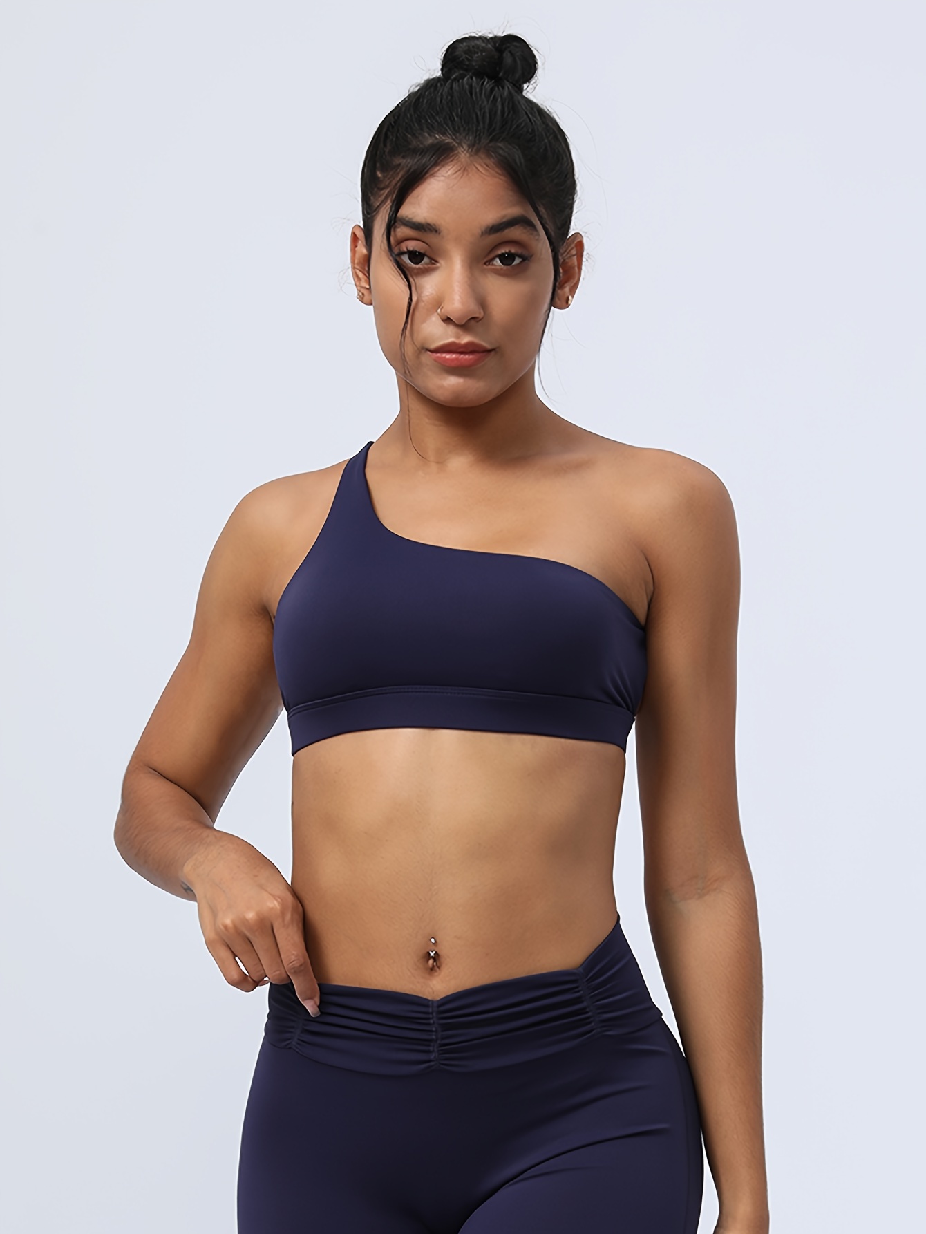 Cross Straps Beauty Back Sports Bra Ribbed Solid Color - Temu