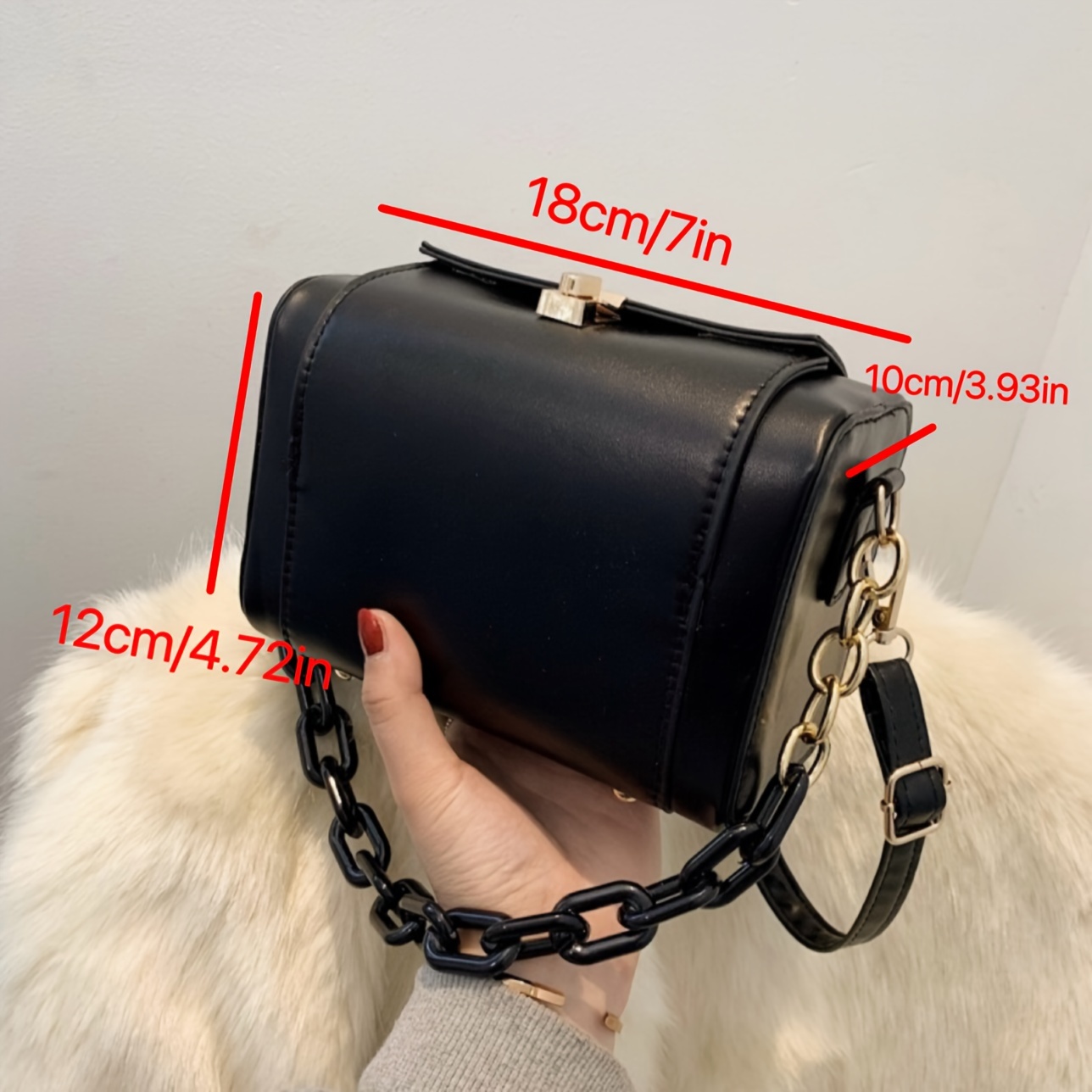 Sling Bag for Girls Black Color Stylish Leather Side Bag Box Pattern