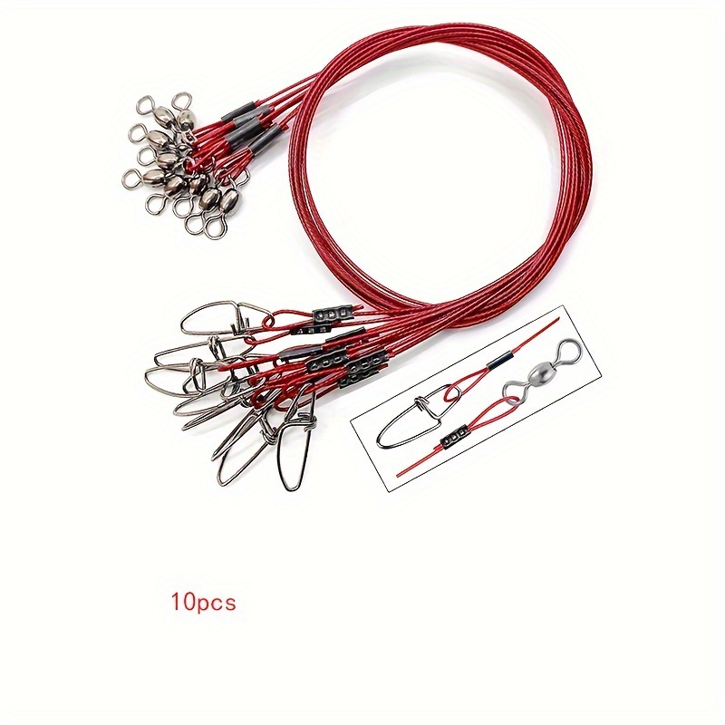 10pcs Fishing Wire Leaders, Stainless Steel Wire With Swivel And Interlock  Snap, Outdoor Fishing Tackle