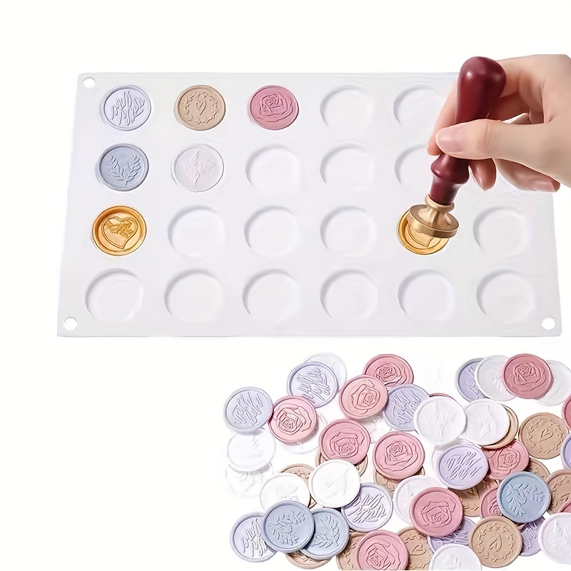 Wax Seal Silicone Mat for Wax Sealing Stamp, 24 Cavity Wax Seal Molds  Silicone with 200Pcs Removable Sticky Adhesive Dots for DIY Craft Adhesive