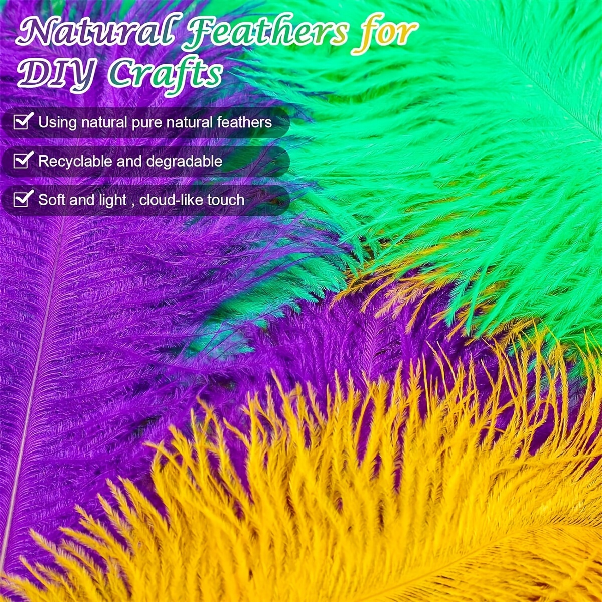  15 Pcs Mardi Gras Ostrich Feathers for Crafts, 6-8 inch  Colorful Feather Purple, Green, Gold Feathers for Mardi Gras DIY Crafts,  Vase, Party Centerpieces : Arts, Crafts & Sewing
