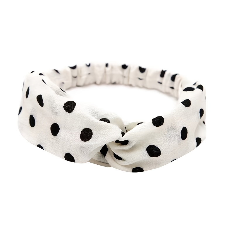 Polka Dotted Twisted Fabric Headband Boho Hair Scarf 1pc