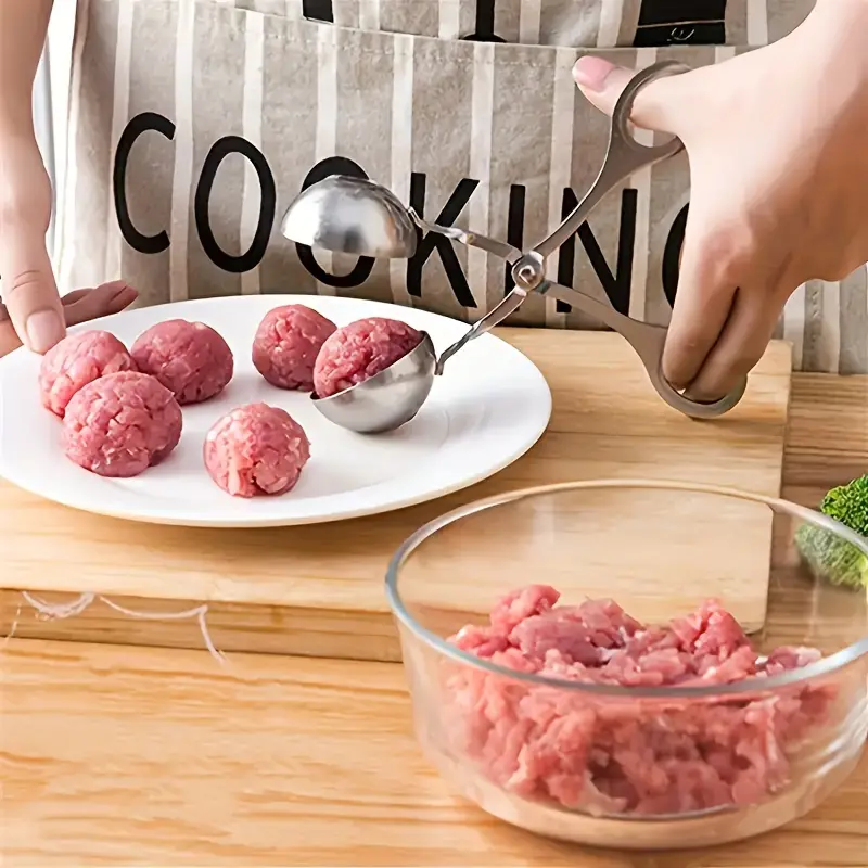 1pc Large Size Non-stick Meatball Spoon, Stainless Steel Meatball Maker,  Meatball Clip, Diy Fish Ball Mold, Food Clip, Easy-to-use Creative Kitchen  Tool, Can Make Perfectly Shaped Meatballs