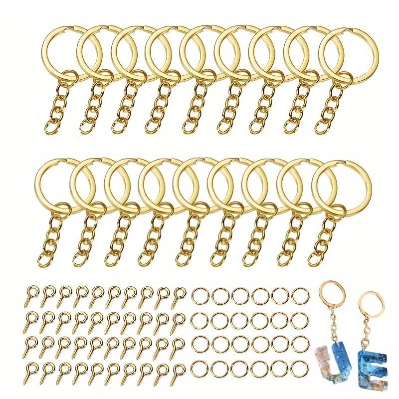 

120pcs/set Diy Keychain Jump Rings, For Earring Jewelry Making, Mini Screw Eye Pin Pendant