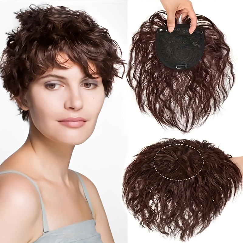 Short Curly Wavy Hair Toppers Patch Clip In Hair Pieces - Temu