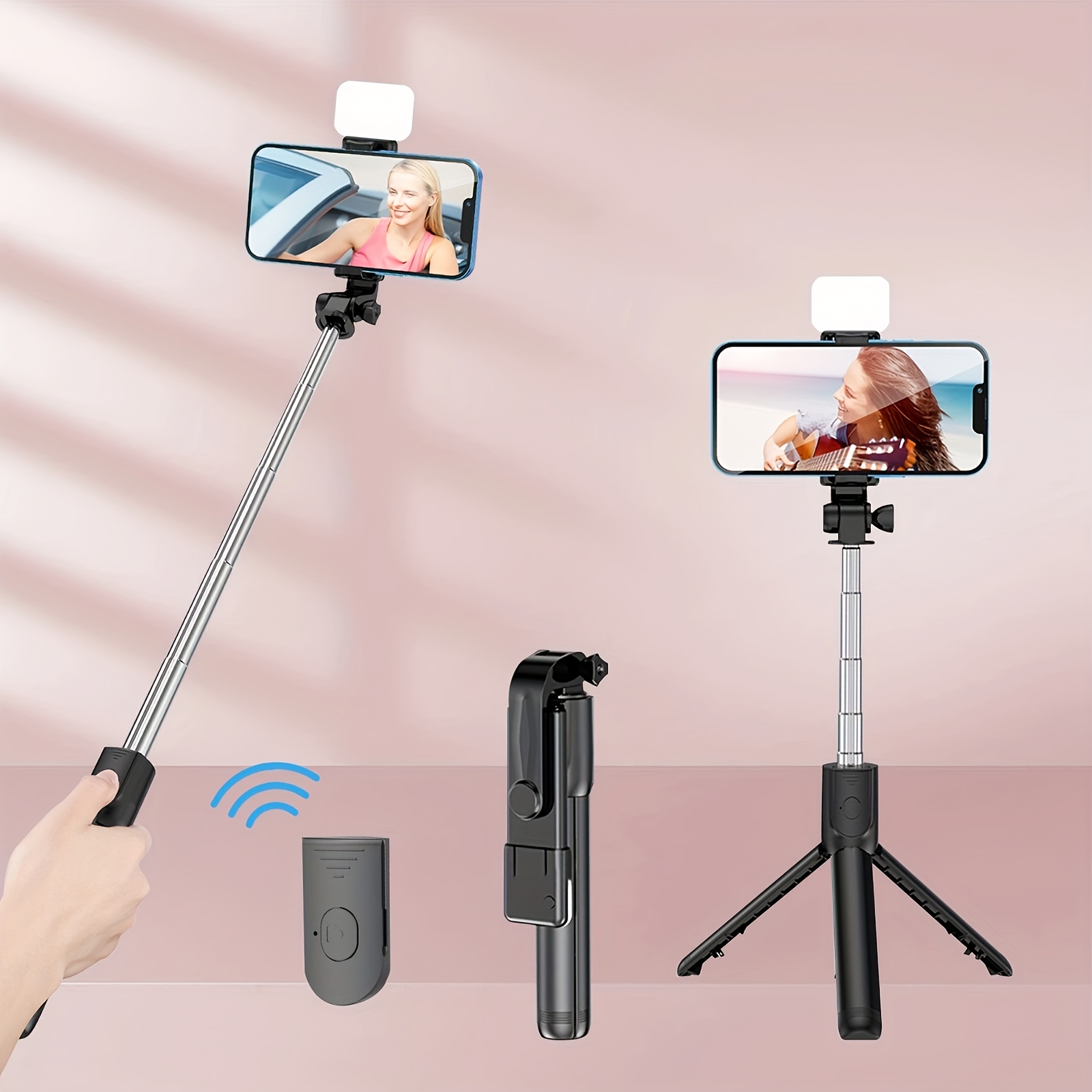 Palo Selfie para teléfono móvil, soporte para transmisión en vivo, cámara  portátil Bluetooth, trípode de suelo portátil antivibración, todo en uno