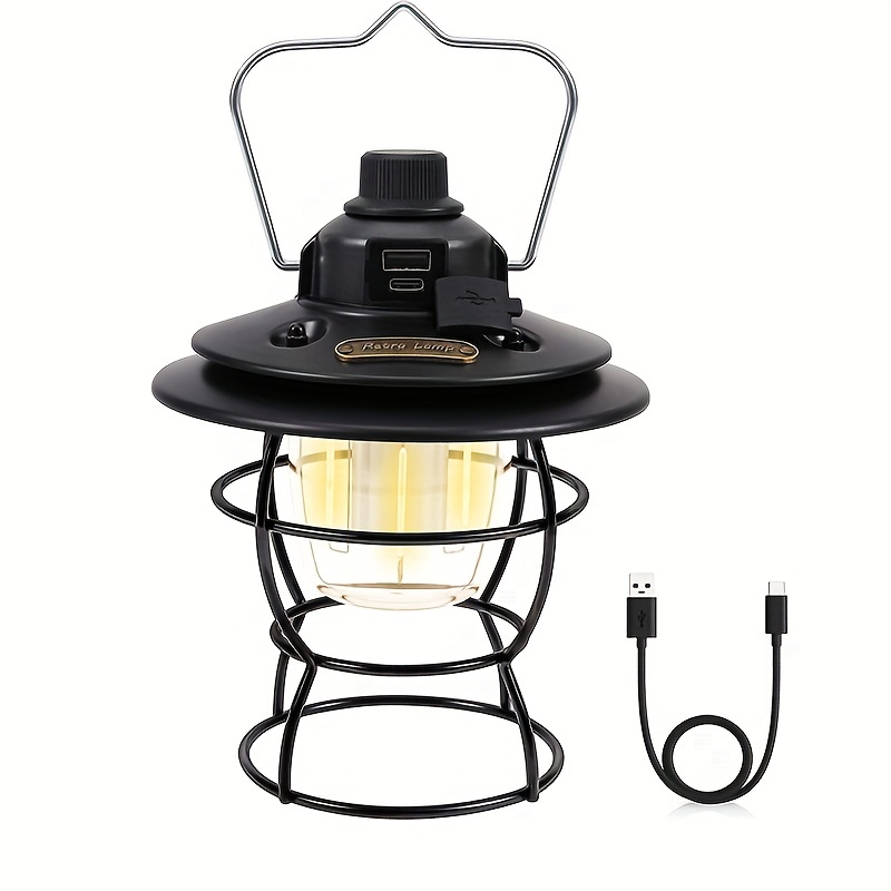 1pc Vintage Camping Lanterns Dimmable Retro Outdoor Lamp Portable
