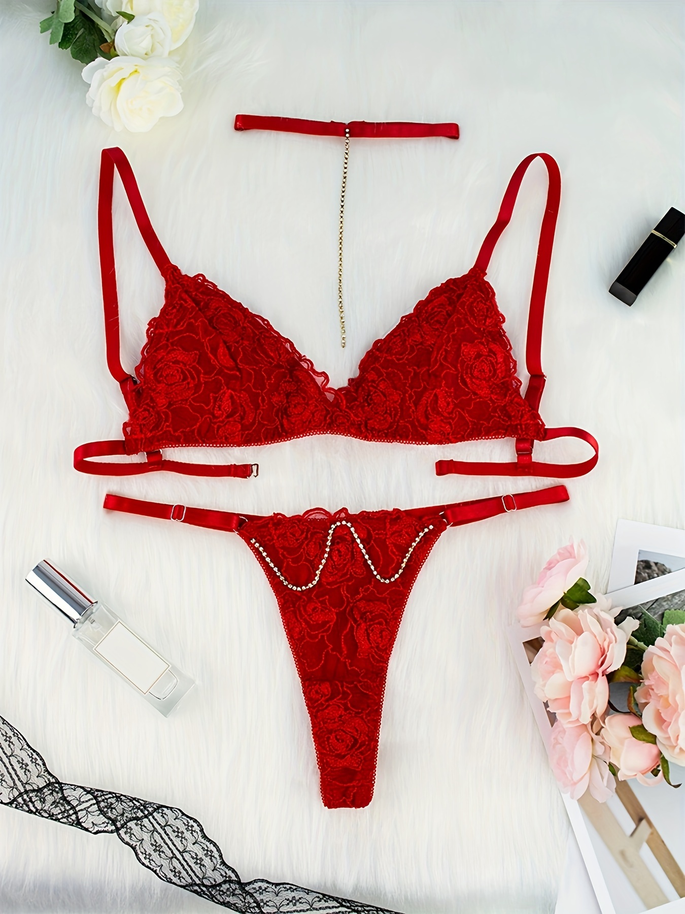 Dropship Sexy Women Lingerie Set Thin Lace Flower Printed Underwear Suit  Female Adjustable Shoulder Strap Triangle Cup Bralettle to Sell Online at a  Lower Price